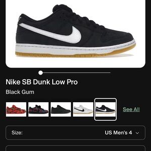 Nike SB Dunk Low Pro Black and White with Gum Sole
